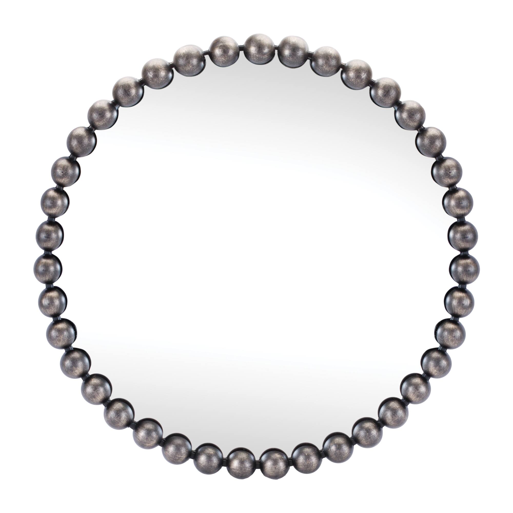 23.5" Round Beaded Metal Wall Mirror